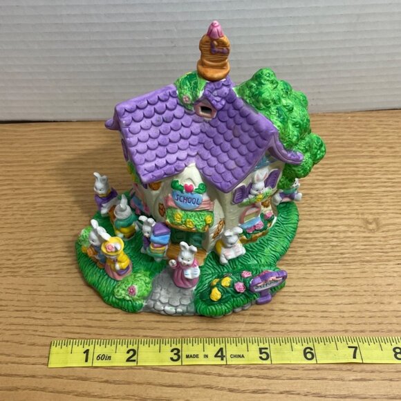 Vtg Cottontale Cottages School Building Easter Bunny Village House Joann Fabrics - Picture 13 of 14